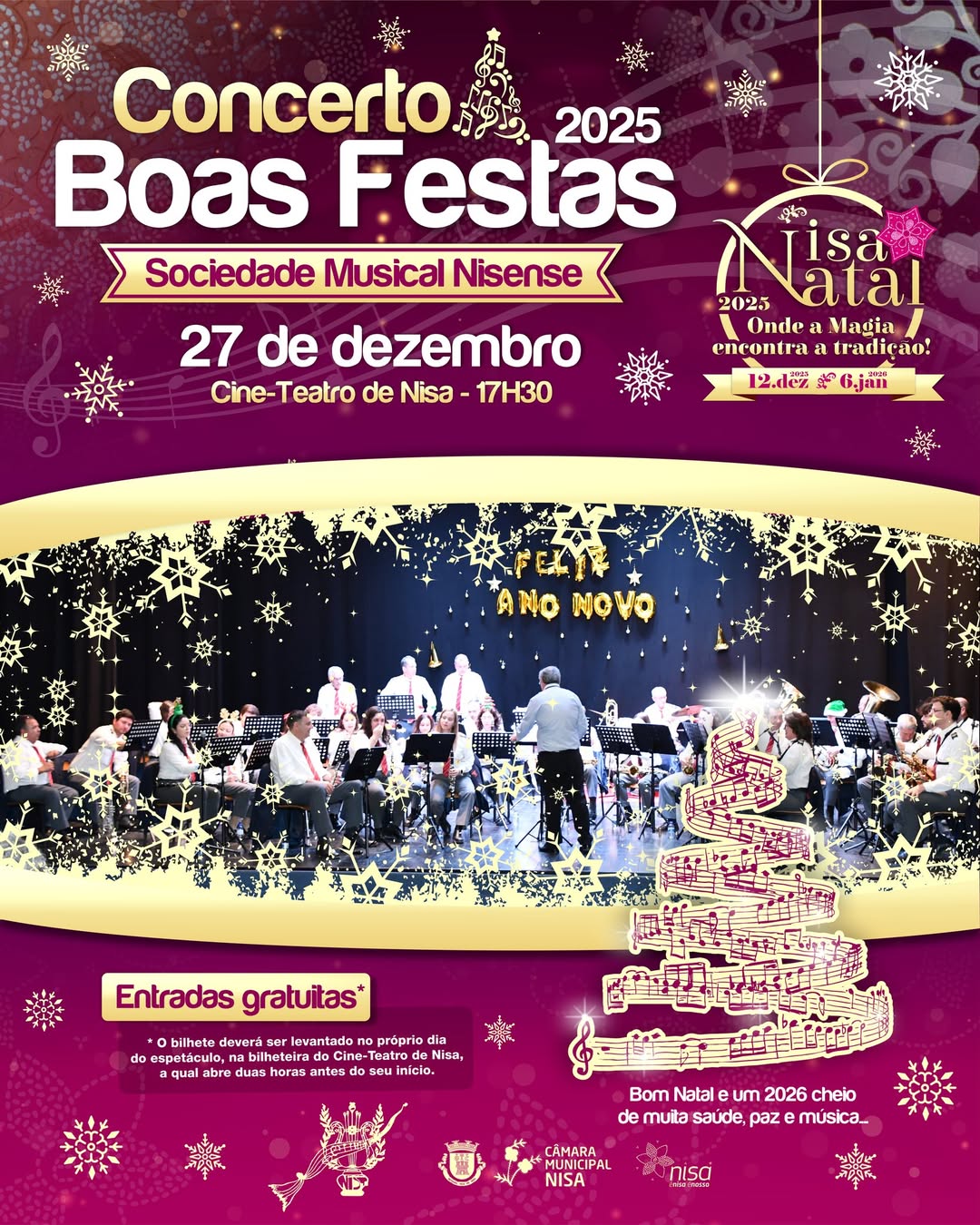 Sábado Mágico em Nisa! 

 𝐂𝐨𝐧𝐜𝐞𝐫𝐭𝐨 𝐝𝐞 𝐁𝐨𝐚𝐬 𝐅𝐞𝐬𝐭𝐚𝐬 𝐩𝐞𝐥𝐚 𝐒𝐨𝐜𝐢𝐞𝐝𝐚𝐝𝐞 𝐌𝐮𝐬𝐢𝐜𝐚𝐥 𝐍𝐢𝐬𝐞𝐧𝐬𝐞…