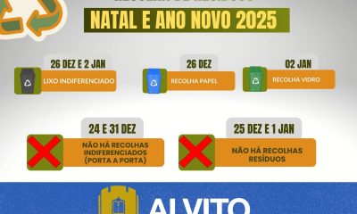 AVISO | Recolha de Resíduos – Ano Novo

O Município de Alvito relembra o calend…