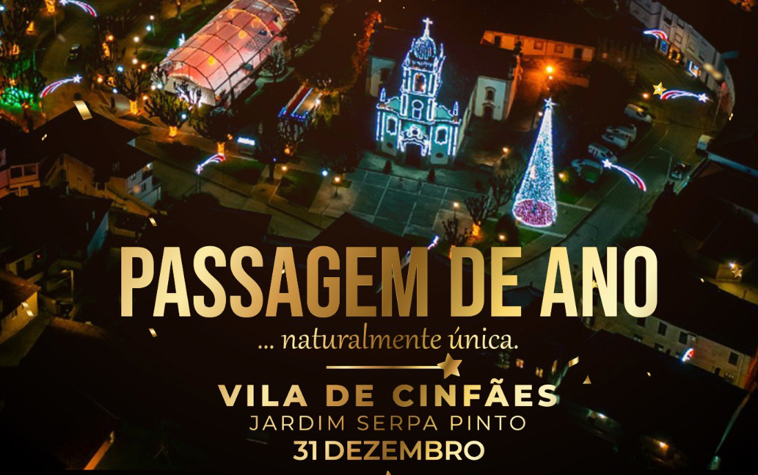 Cinfães recebe 2026 com música, DJs e fogo de artifício no Jardim Serpa Pinto