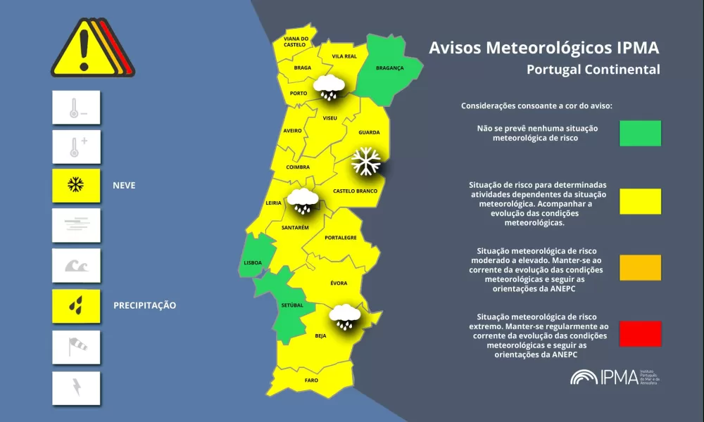 Atenção aos Avisos Meteorológicos para Portugal Continental:
Precipitação – Amar…
