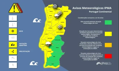 Atenção aos Avisos Meteorológicos para Portugal Continental:
Precipitação – Amar…