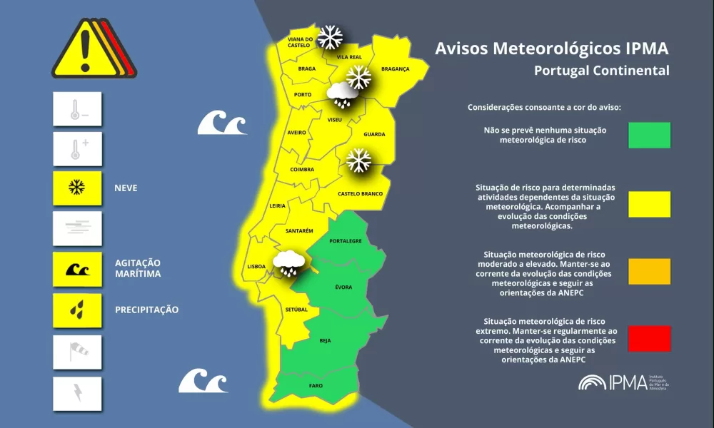 Atenção aos Avisos Meteorológicos para Portugal Continental:
Precipitação – Amar…
