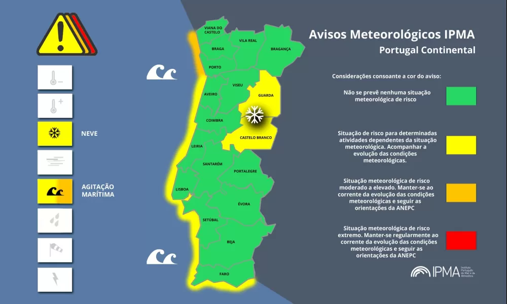 Atenção aos Avisos Meteorológicos para Portugal Continental:

Agitação Marítima …