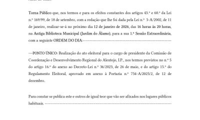 Edital nº 01/2026

Convocatória 

Realização do ato eleitoral para o cargo de pr…