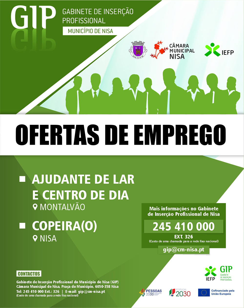 𝐎𝐟𝐞𝐫𝐭𝐚𝐬 𝐝𝐞 𝐄𝐦𝐩𝐫𝐞𝐠𝐨  

 Ajudante de Lar e Centro de Dia – Montalvão
 Copeiro (a) …