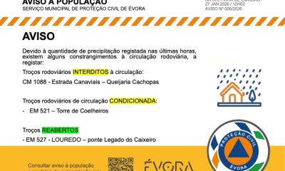 AVISO – Atualização 1
Constrangimentos à circulação rodoviária