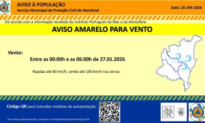 Aviso Amarelo – Vento 
 Entre as 00h00 e as 06h00 de dia 27/01

#municipiodealan…