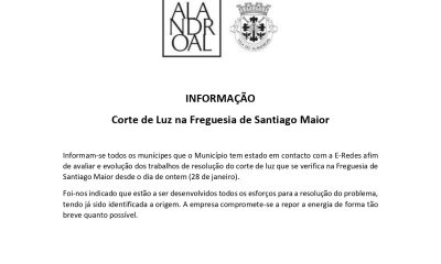 Informação – Corte de Luz Freguesia de Santiago Maior