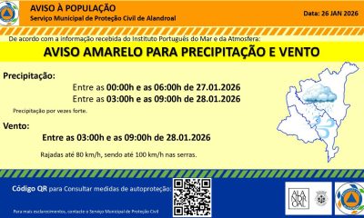 Aviso Amarelo – Precipitação 
 Entre as 00h00 e as 06h00 de dia 27/01 e às 03h00…