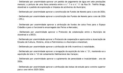 Reunião de Câmara
28 de janeiro de 2026