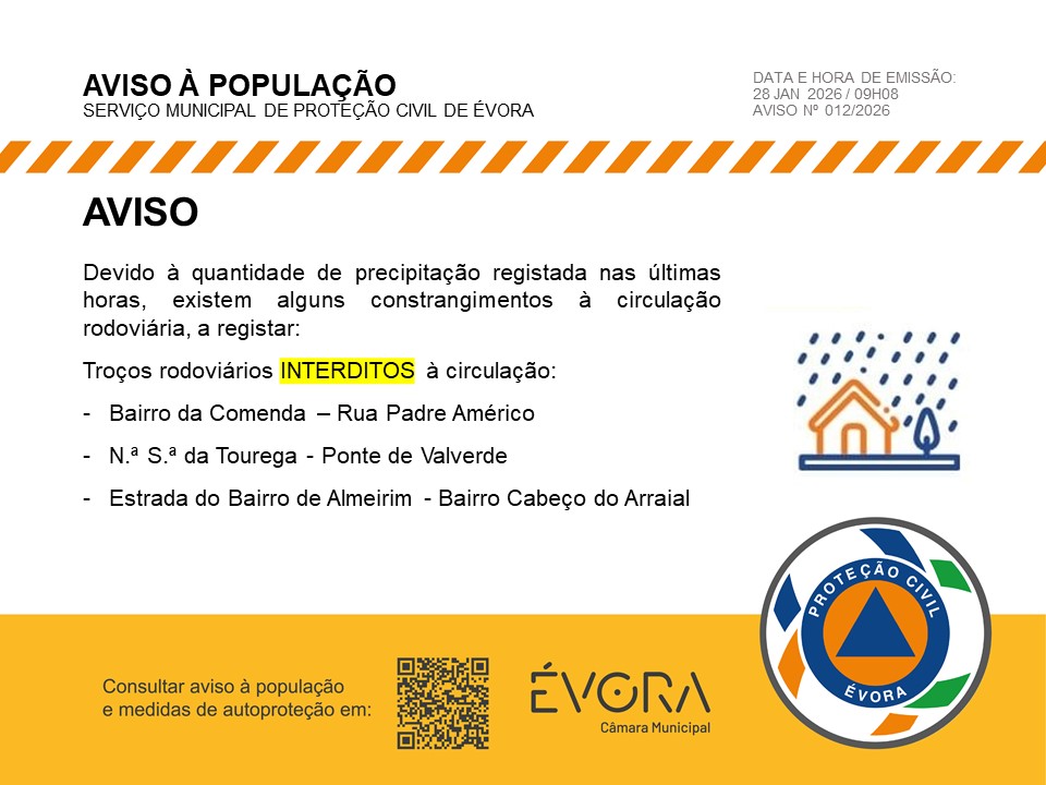 AVISO
Constrangimentos à circulação rodoviária