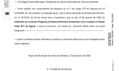 Edital 
Contrato Programa de Desenvolvimento Desportivo celebrado com o Galopar …