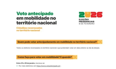 Voto Antecipado – Eleições Presidenciais 2026

Inscrições: de 25 a 29 de janeir…