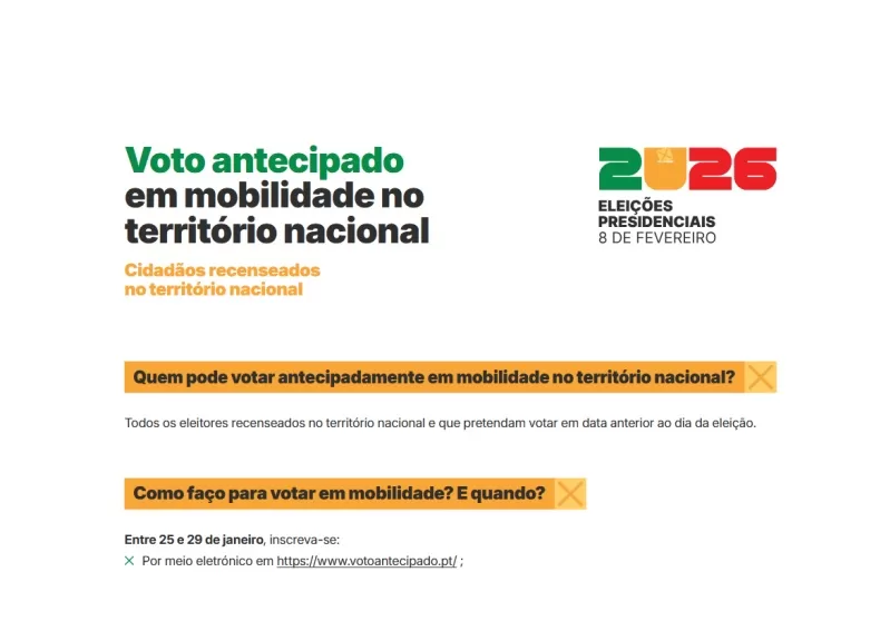 Voto Antecipado – Eleições Presidenciais 2026

Inscrições: de 25 a 29 de janeir…