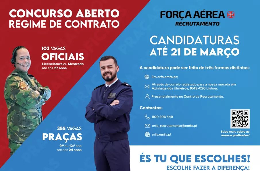 Força Aérea abre recrutamento para Oficiais e Praças