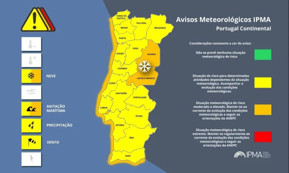 Atenção aos Avisos Meteorológicos para Portugal Continental:
Agitação Marítima -…