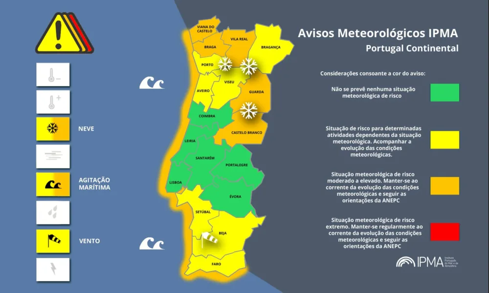 Atenção aos Avisos Meteorológicos para Portugal Continental:
Agitação Marítima -…