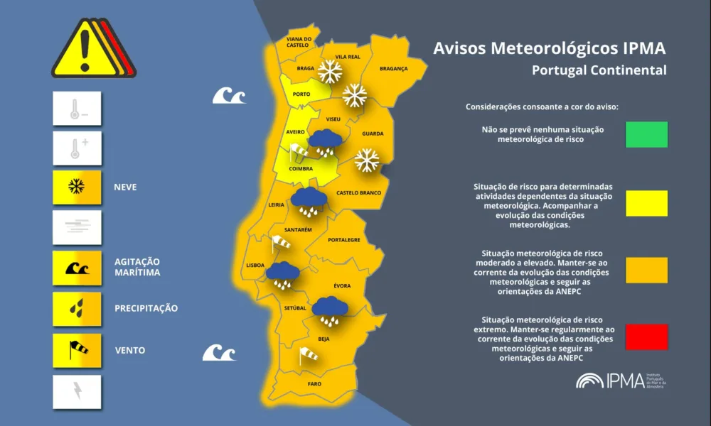 Atenção aos Avisos Meteorológicos para Portugal Continental:Agitação Marítima -…