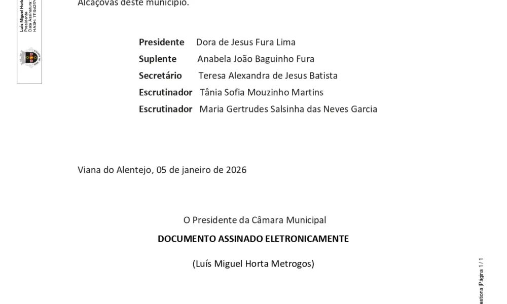 Alvará
Eleições Presidenciais
Nomeação dos membros da mesas das Assembleias de V…