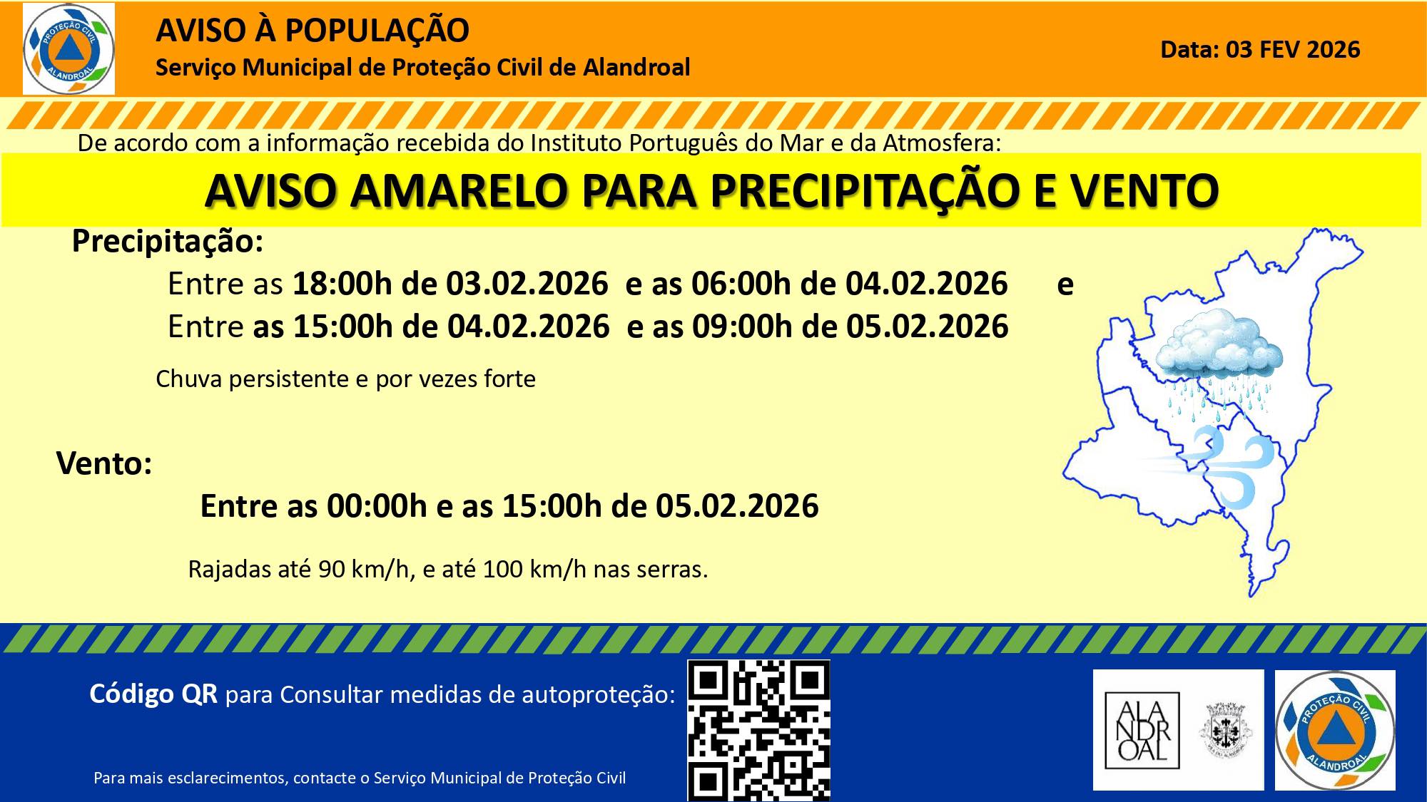 Aviso Amarelo – Precipitação 
 Entre as 18h00 e as 06h00 de dia  03/02
 Entre as…