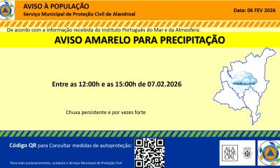 Aviso Amarelo – Precipitação 
 Entre as 12h00 e as 15h00 de dia 07/02

#municipi…