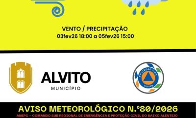 ALERTA: CONDIÇÕES METEOROLÓGICAS ADVERSAS 

O Município de Alvito informa que, d…