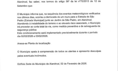 Corte de Trânsito temporário 

junto ao Jardim de São Pedro 

 entre os dias 02…