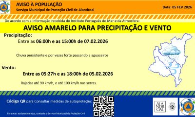 Aviso Amarelo – Precipitação 
 Entre as 06h00 e as 15h00 de dia  07/02

Aviso Am…