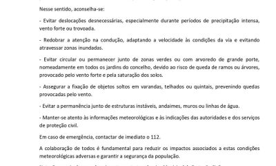 Informação à população 

O Serviço Municipal de Proteção Civil informa que face …