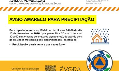 Alertamos para o seguinte aviso do SMPC Évora – Serviço Municipal de Proteção Ci…