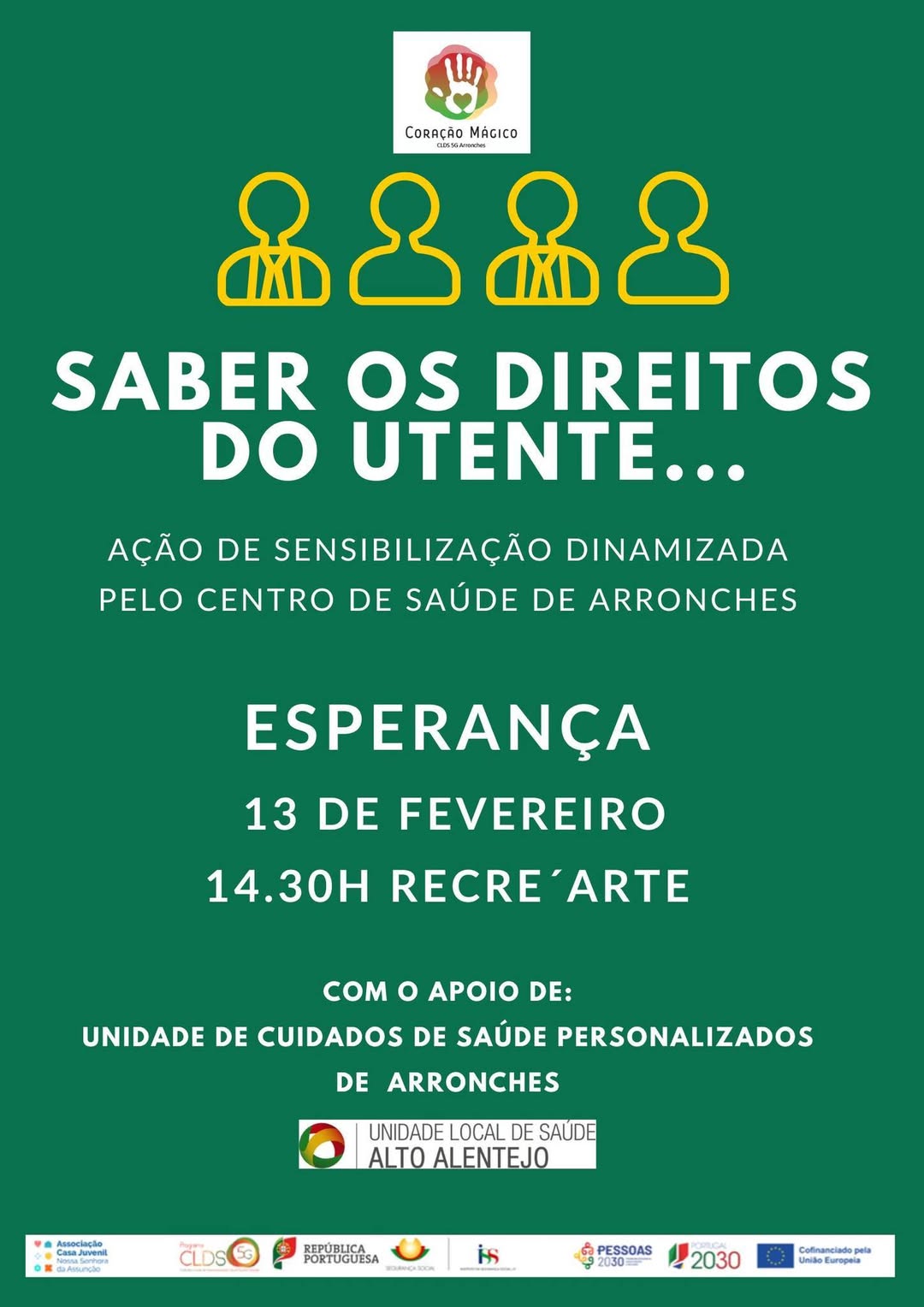DIVULGAÇÃO

AÇÃO DE SENSIBILIZAÇÃO | SABER OS DIREITOS DO UTENTE

Dia 13 de feve…