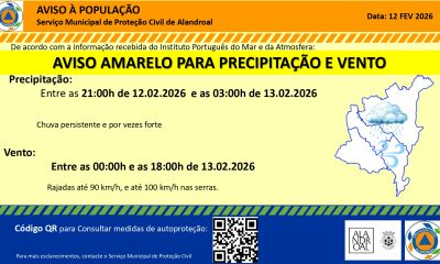 Aviso Amarelo – Precipitação 
 Entre as 21h00 de dia 12/02 e as 03h00 de dia 13/…