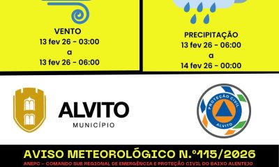 ALERTA METEOROLÓGICO: PRECIPITAÇÃO E VENTO FORTE

O Município de Alvito informa…