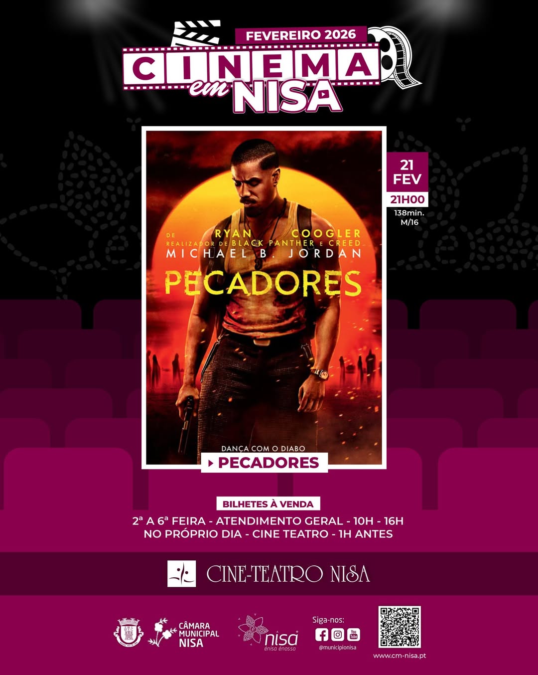 𝐂𝐢𝐧𝐞𝐦𝐚 𝐝𝐞 𝐟𝐞𝐯𝐞𝐫𝐞𝐢𝐫𝐨 𝐧𝐨 𝐂𝐢𝐧𝐞 𝐓𝐞𝐚𝐭𝐫𝐨 𝐞𝐦 𝐍𝐢𝐬𝐚 

 21 de fevereiro, 21h – 𝐏𝐞𝐜𝐚𝐝𝐨𝐫𝐞𝐬
T…