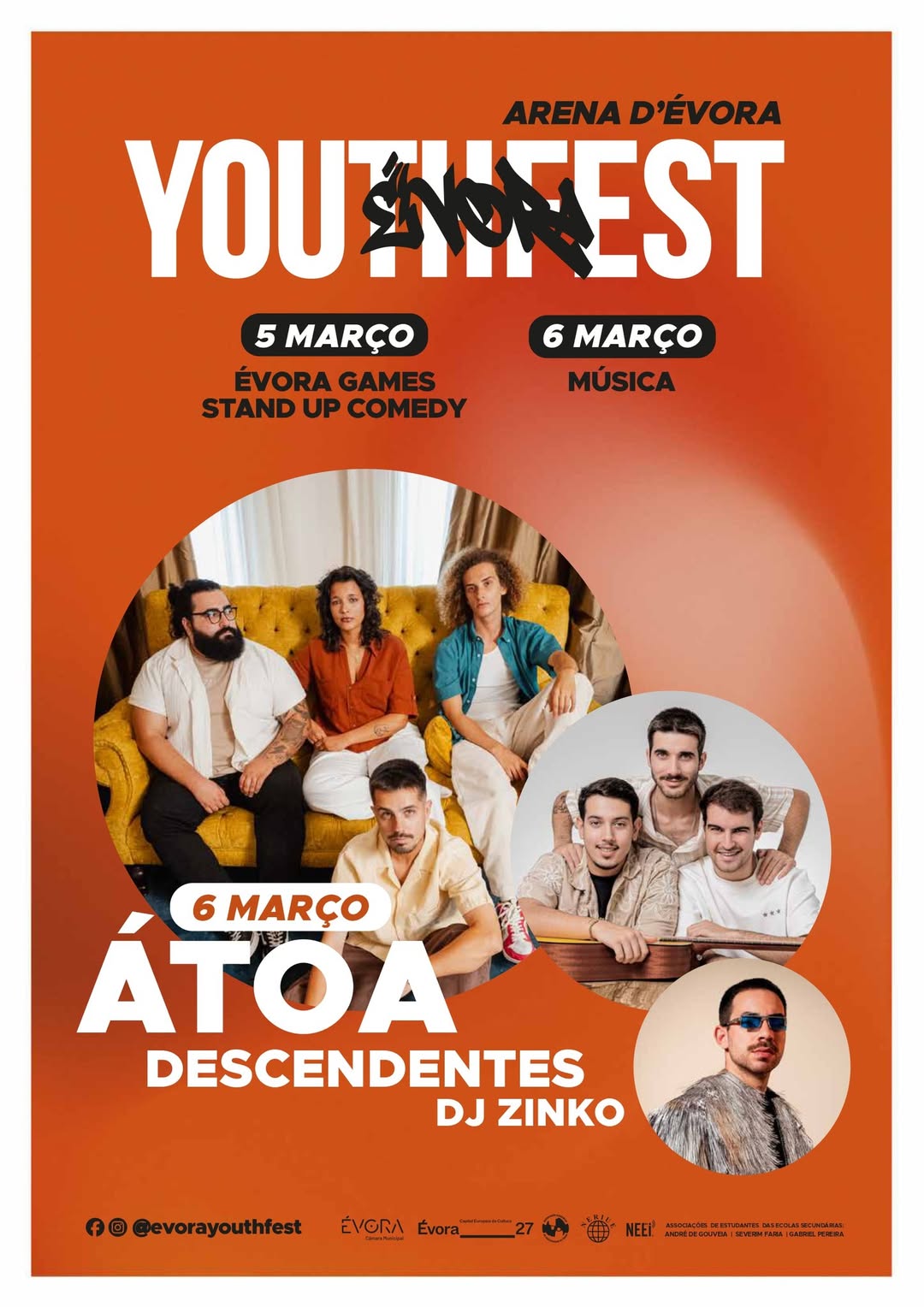 𝗢 Évora Youth Fest 𝗲𝘀𝘁𝗮́ 𝗱𝗲 𝗿𝗲𝗴𝗿𝗲𝘀𝘀𝗼 𝗻𝗼𝘀 𝗱𝗶𝗮𝘀 𝟬𝟱 𝗲 𝟬𝟲 𝗱𝗲 𝗺𝗮𝗿𝗰̧𝗼 𝗮̀ 𝗔𝗿𝗲𝗻𝗮 𝗗’𝗘́𝘃𝗼𝗿…