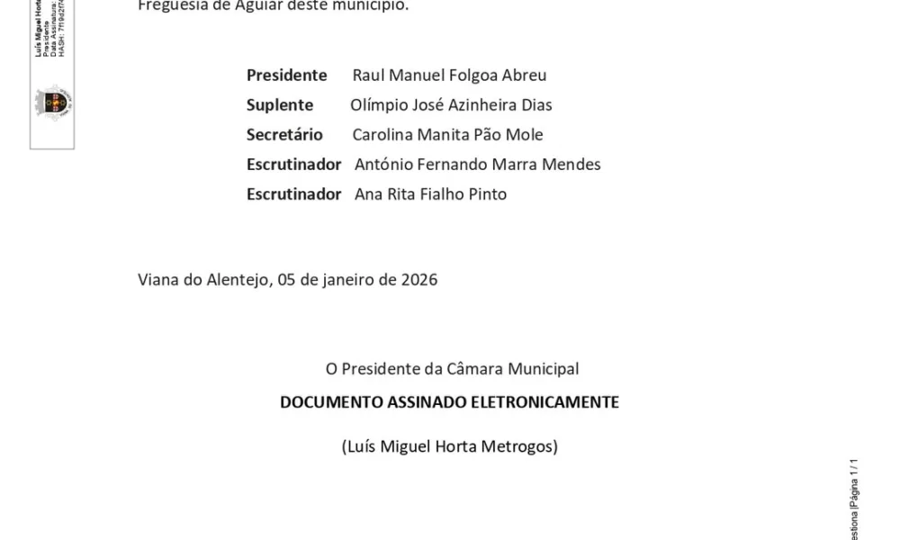 Alvará
Eleições Presidenciais
Nomeação dos membros da mesas das Assembleias de V…