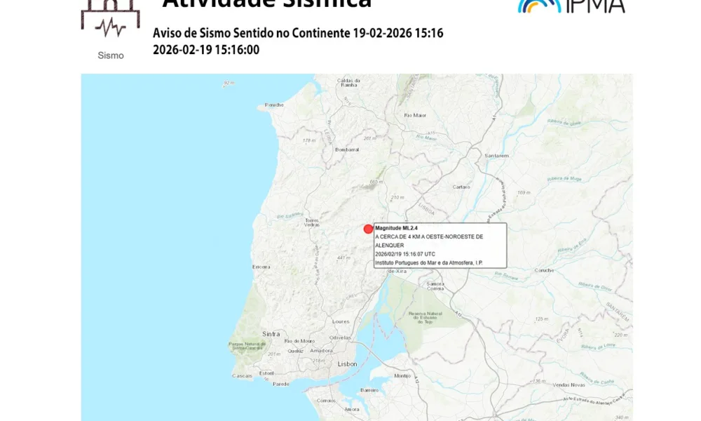 Aviso de Sismo Sentido no Continente 19-02-2026 15:16
2026-02-19 15:16:00
O Inst…