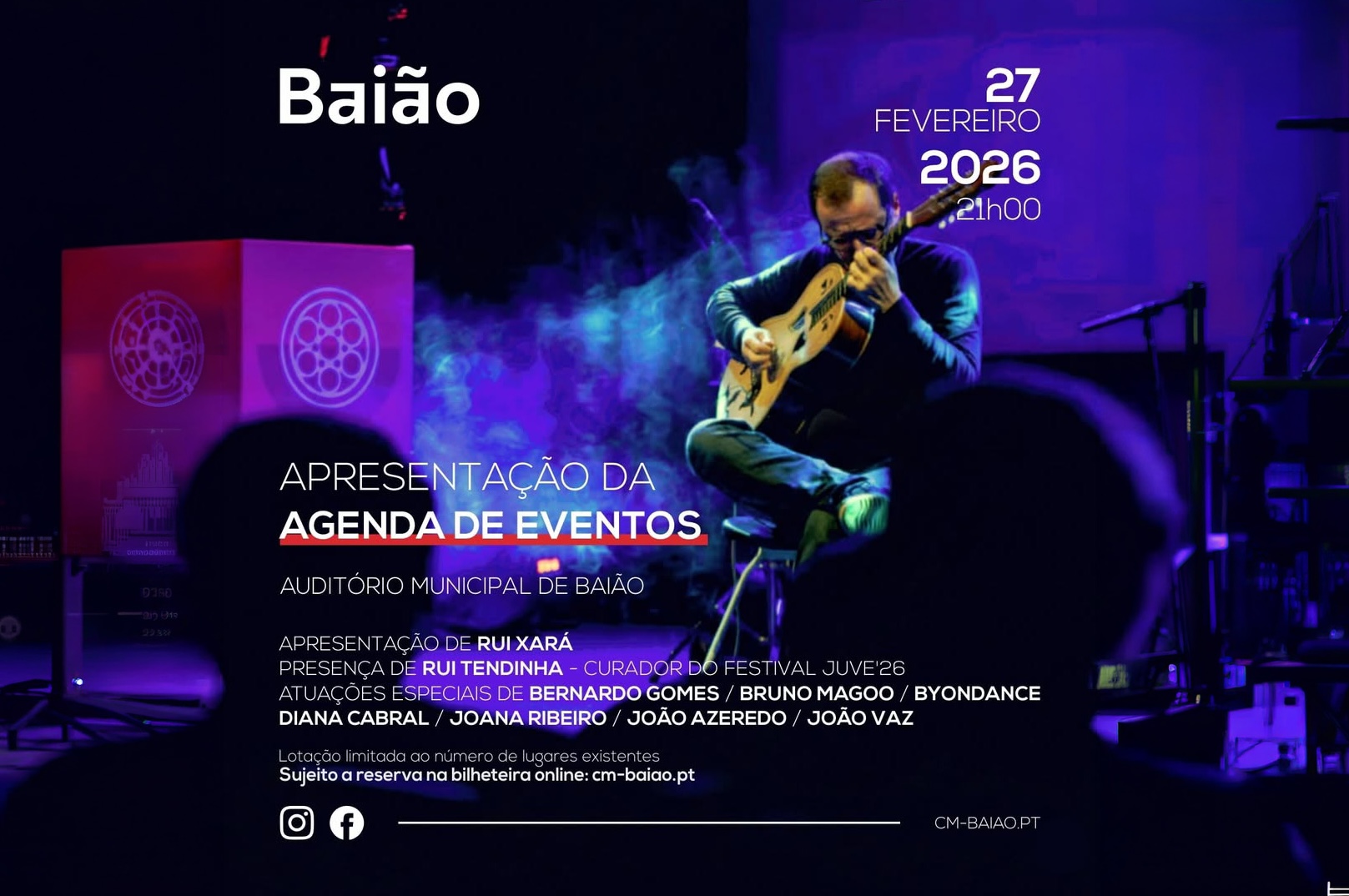 Baião apresenta Agenda de Eventos 2026 com espetáculo multimédia e atuações de artistas locais