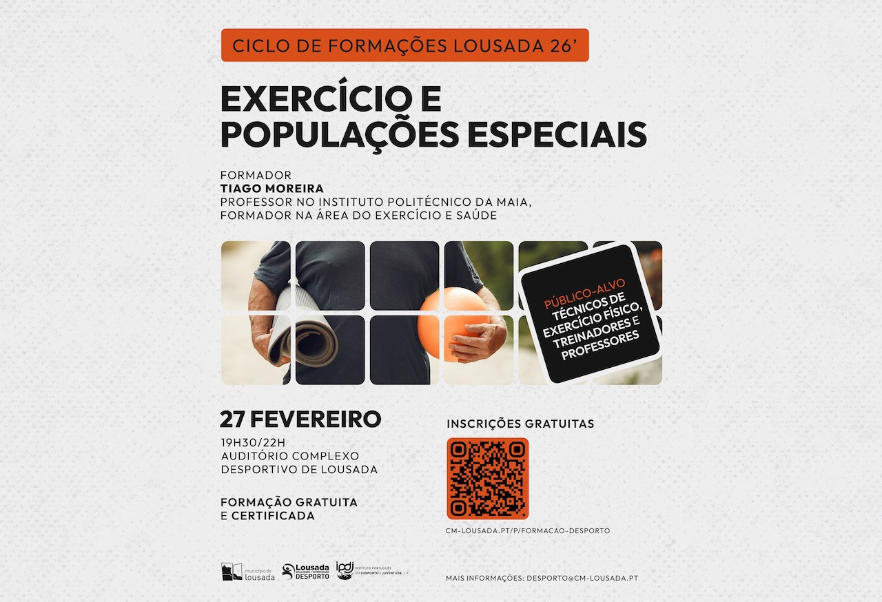 Lousada promove formação sobre “Exercício e Populações Especiais” na sexta-feira