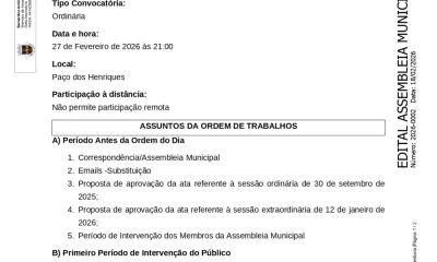 Edital

Convocatória para Assembleia Municipal Ordinária marcada para dia 27 de …