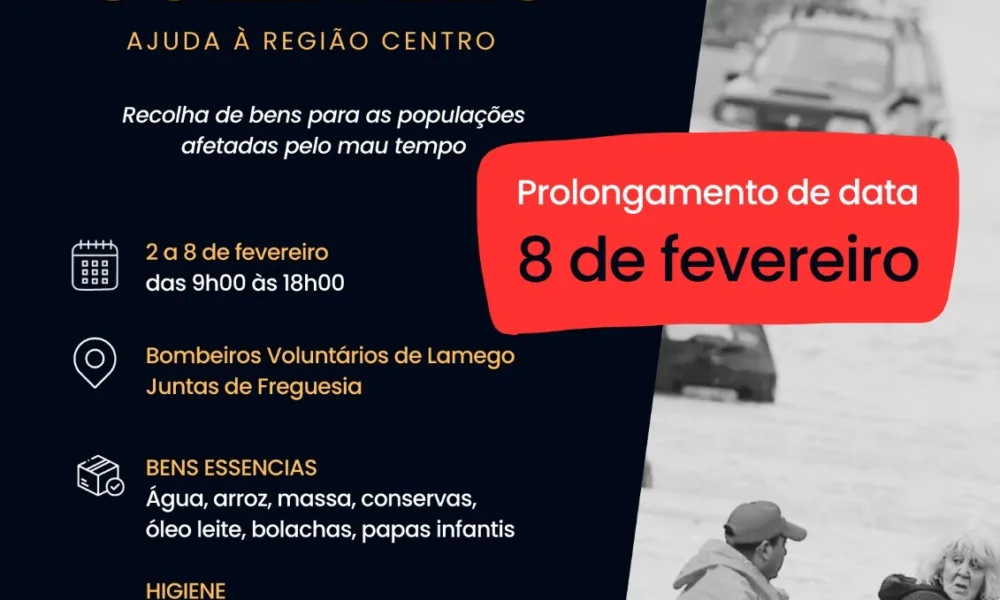 Ajuda à região centro prolongada até 8 de fevereiro