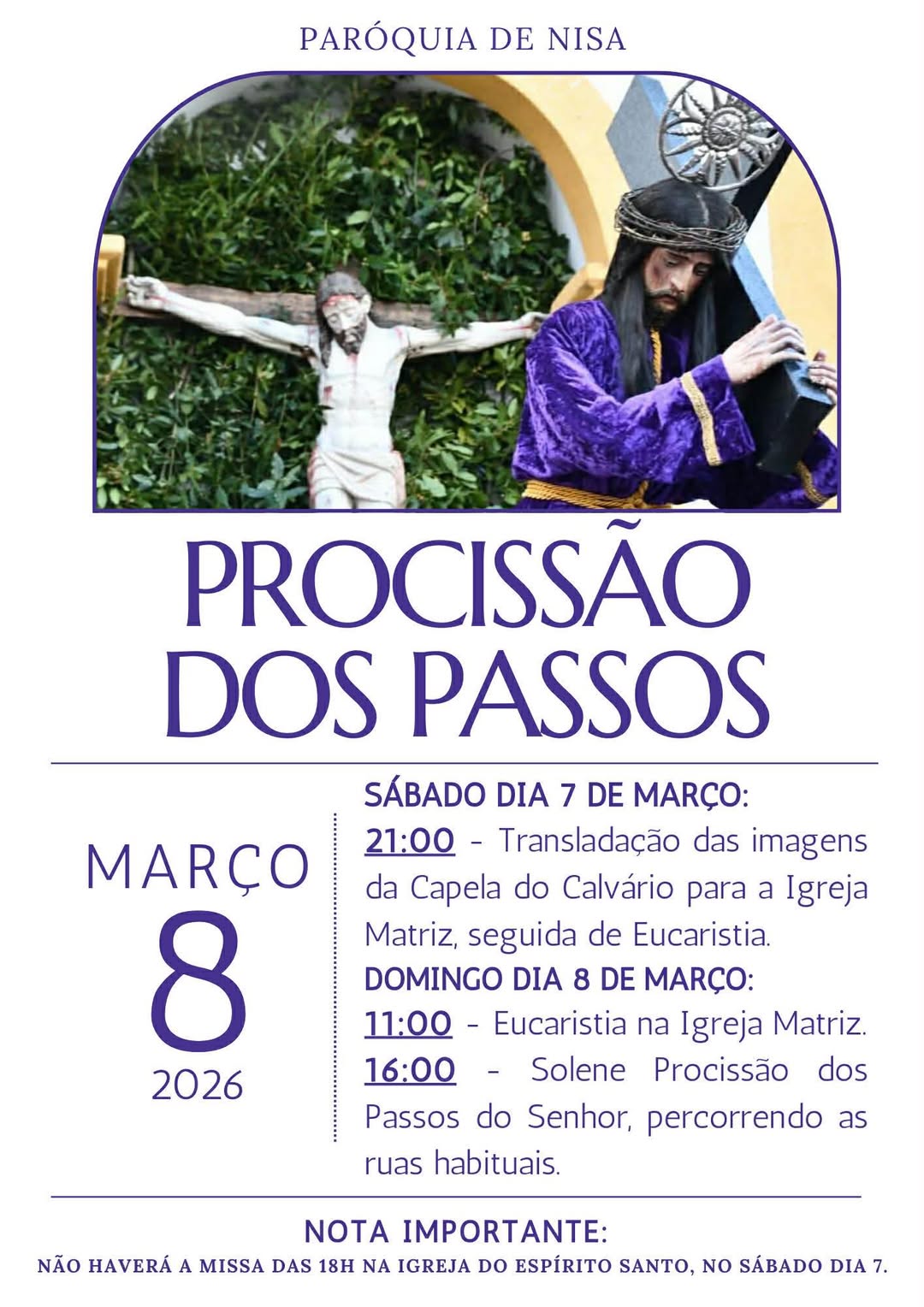 Sai à rua este domingo, 8 de março, a partir das 16h00, a majestosa Procissão do…