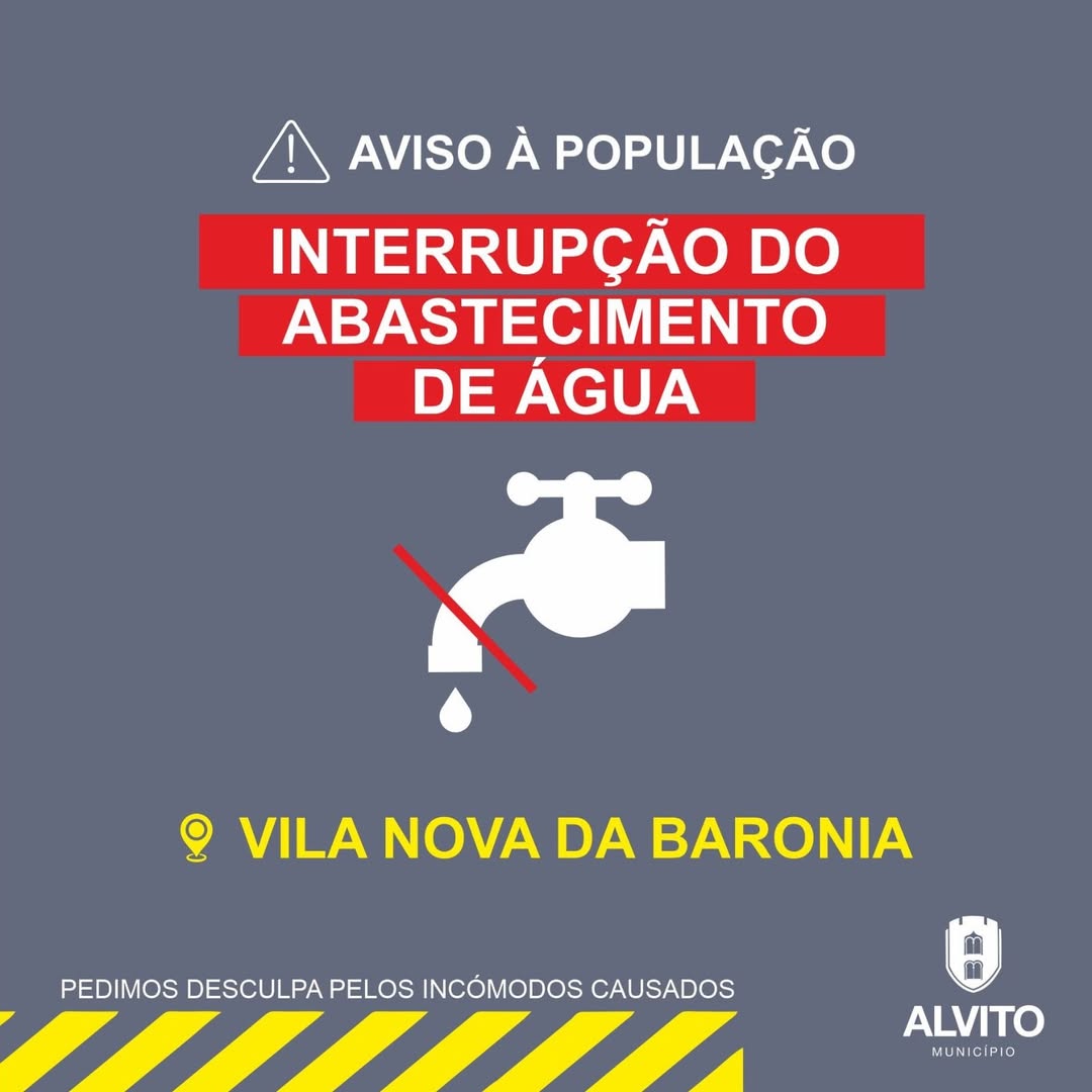 Aviso à População – Corte no abastecimento de água No âmbito dos trabalhos da …
