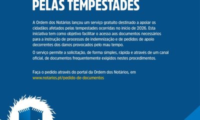Serviço gratuito da Ordem dos Notários apoia cidadãos afetados pelas tempestades…