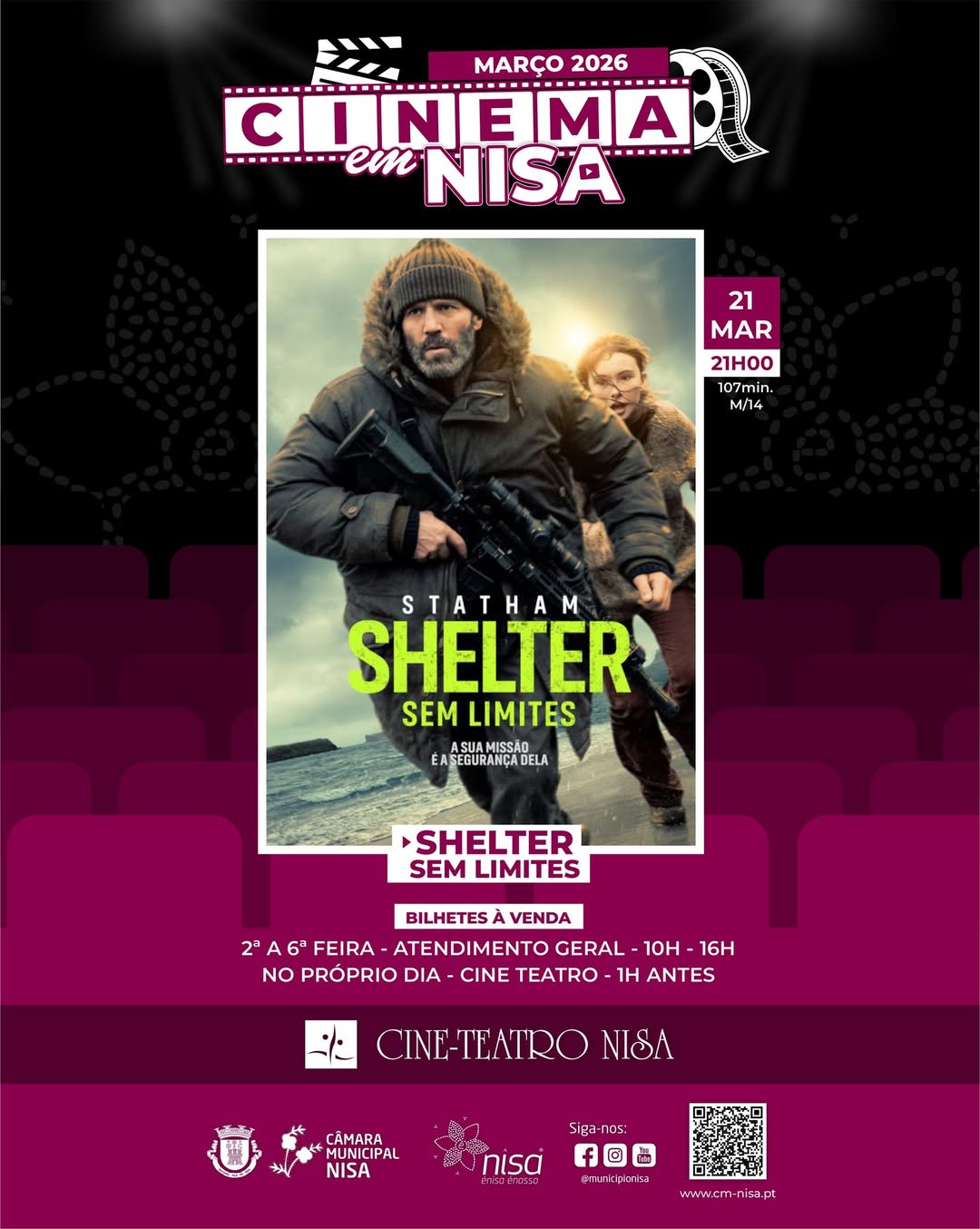 𝐂𝐢𝐧𝐞𝐦𝐚  𝐧𝐨 𝐂𝐢𝐧𝐞 𝐓𝐞𝐚𝐭𝐫𝐨 𝐞𝐦 𝐍𝐢𝐬𝐚 

 21 de março, 21h – 𝐒𝐡𝐞𝐥𝐭𝐞𝐫: 𝐒𝐞𝐦 𝐥𝐢𝐦𝐢𝐭𝐞𝐬
Traile…