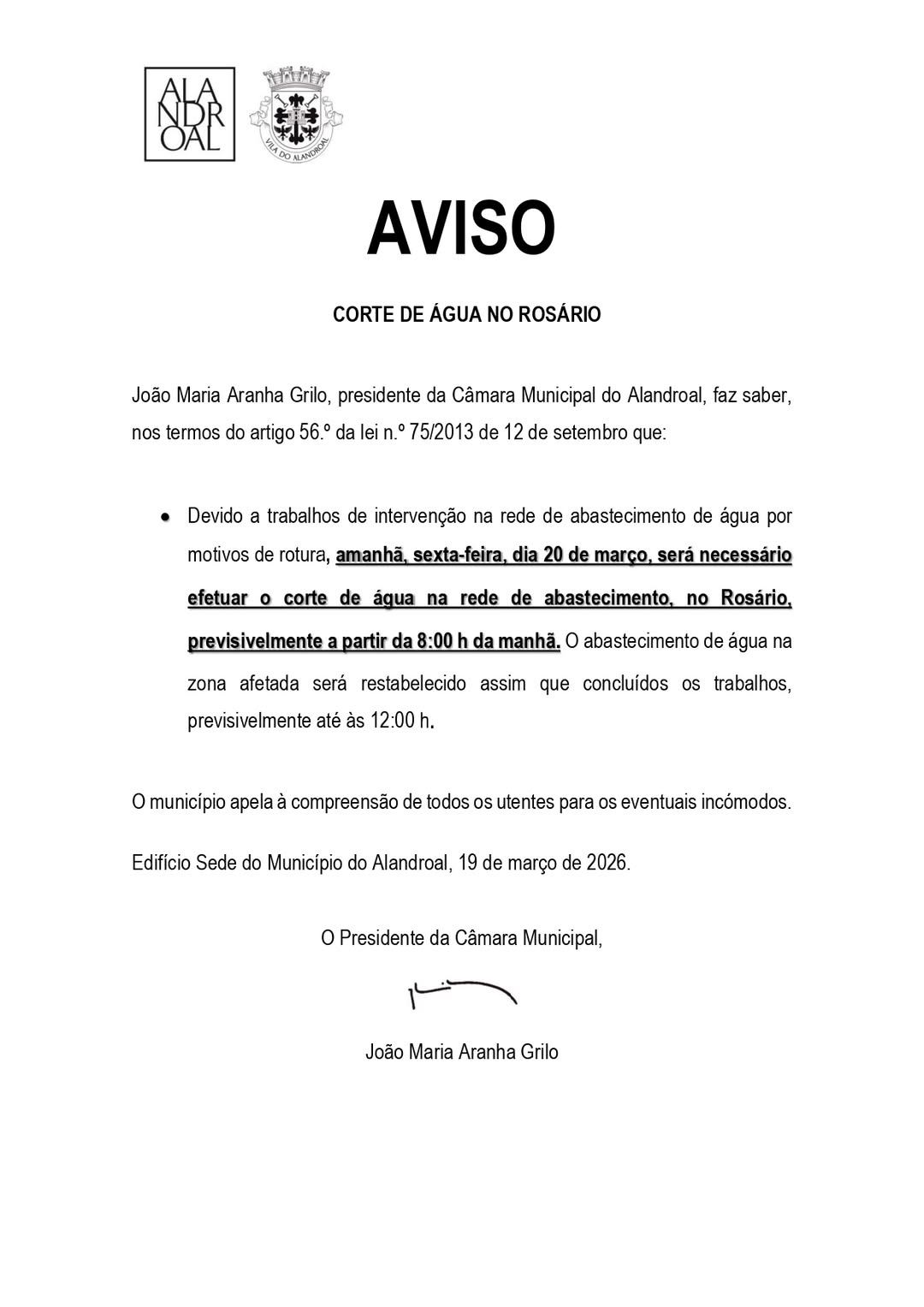 Corte de Água 
 20 de março
Rosário 

#CorteDeAgua
#Rosario