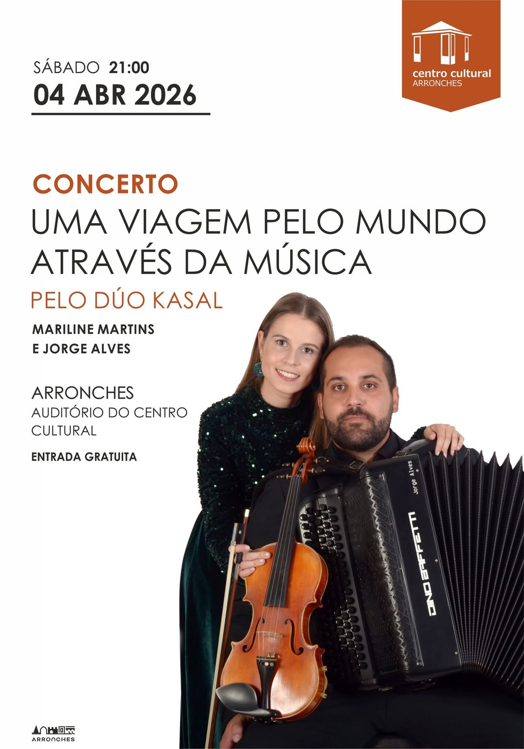 CONCERTO || UMA VIAGEM PELO MUNDO ATRAVÉS DA MÚSICA
Duo Kasal – Jorge Alves e Ma…