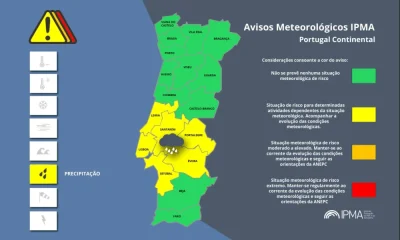 Atenção aos Avisos Meteorológicos para Portugal Continental:
Precipitação – Amar…