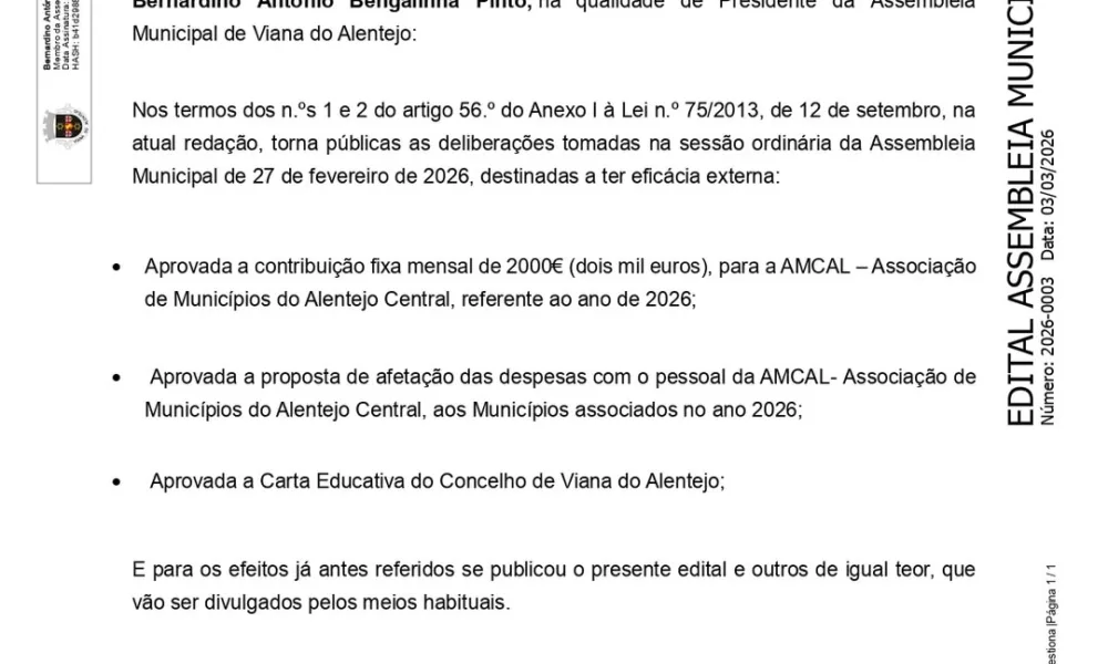 Edital nº3/2026

Deliberações da Assembleia Municipal de 27 de fevereiro