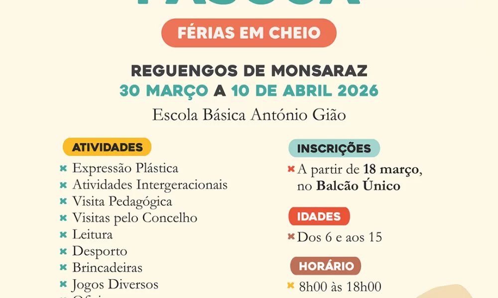 Educação | As férias escolares estão a chegar e o Mais Páscoa 2026 promete féria…